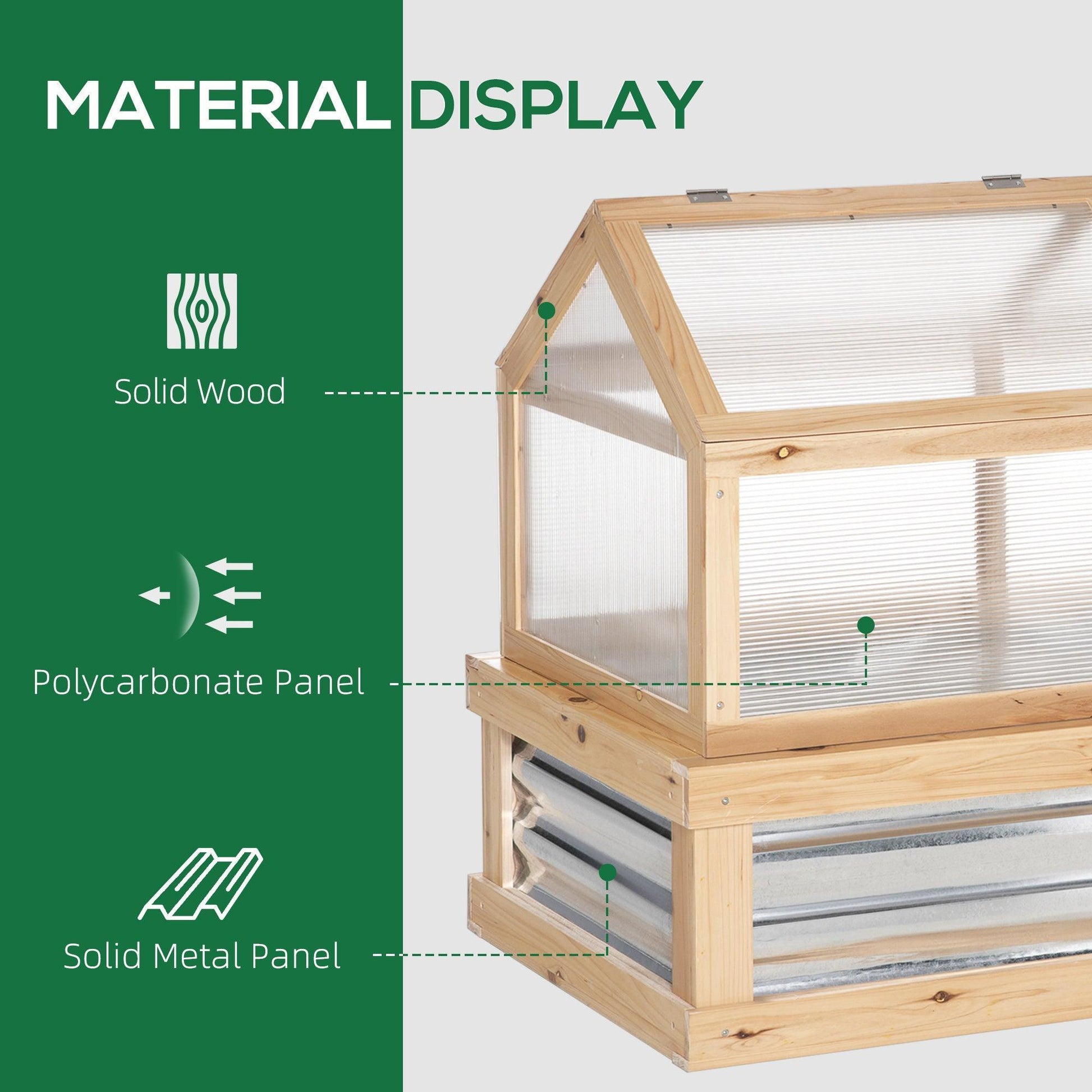 Outsunny Raised Garden Bed with Greenhouse Top - Natural - ALL4U RETAILER LTD