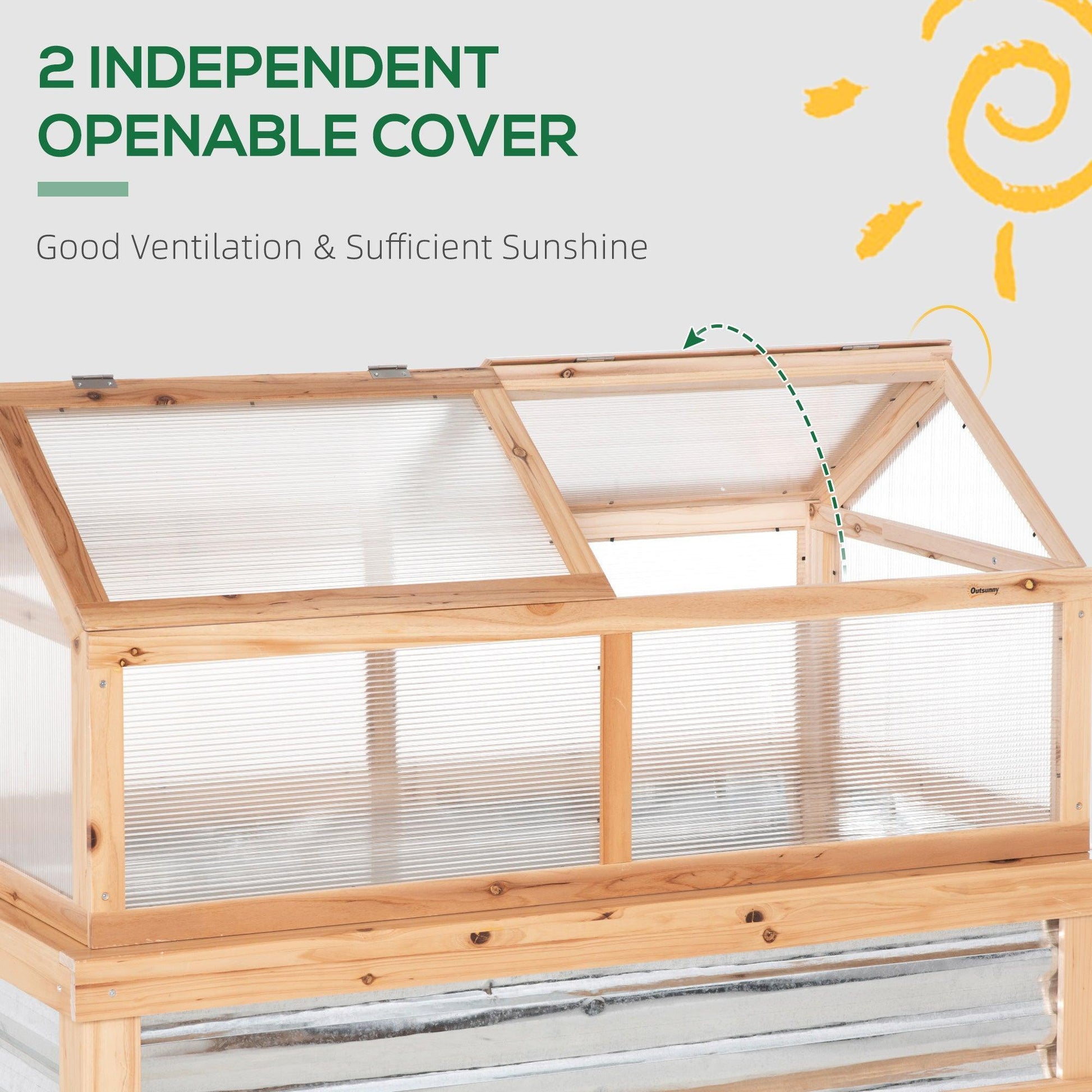 Outsunny Raised Garden Bed with Greenhouse Top - Natural - ALL4U RETAILER LTD