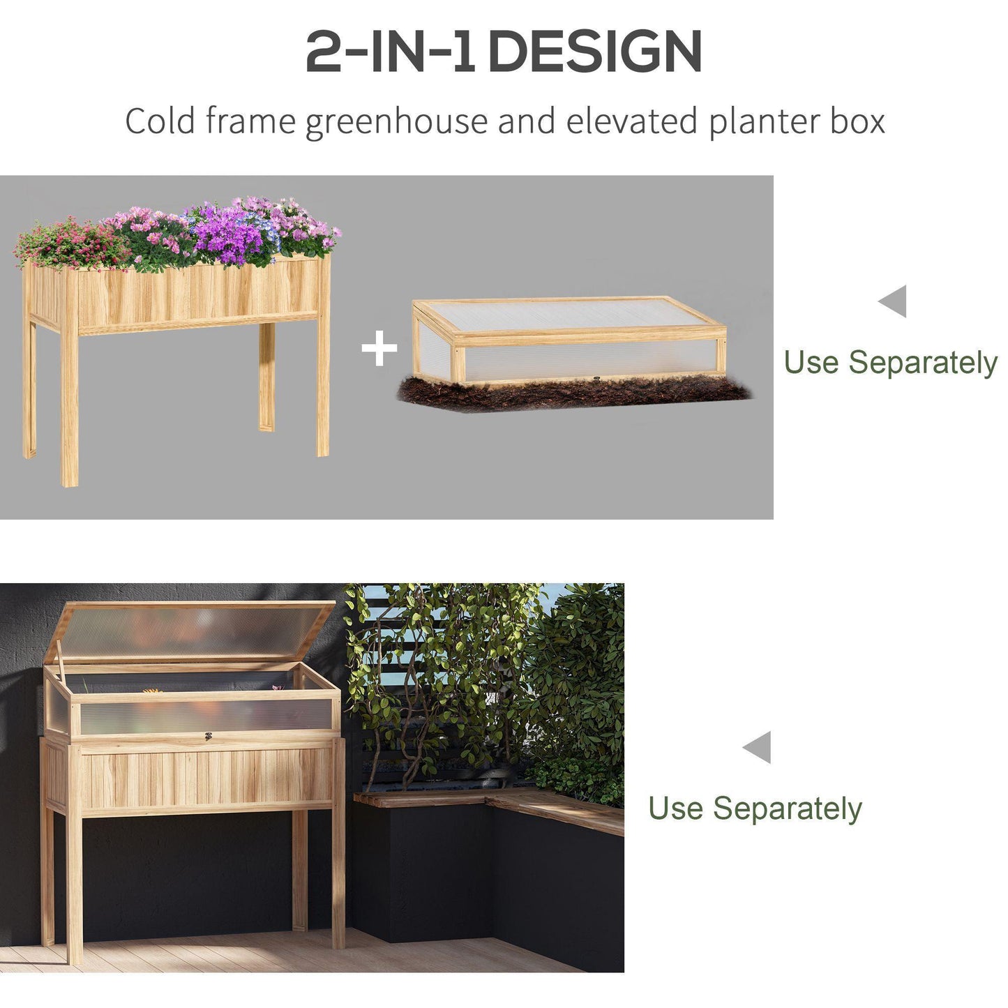 Outsunny Raised Garden Bed with Openable Top - Ideal for Flowers - ALL4U RETAILER LTD