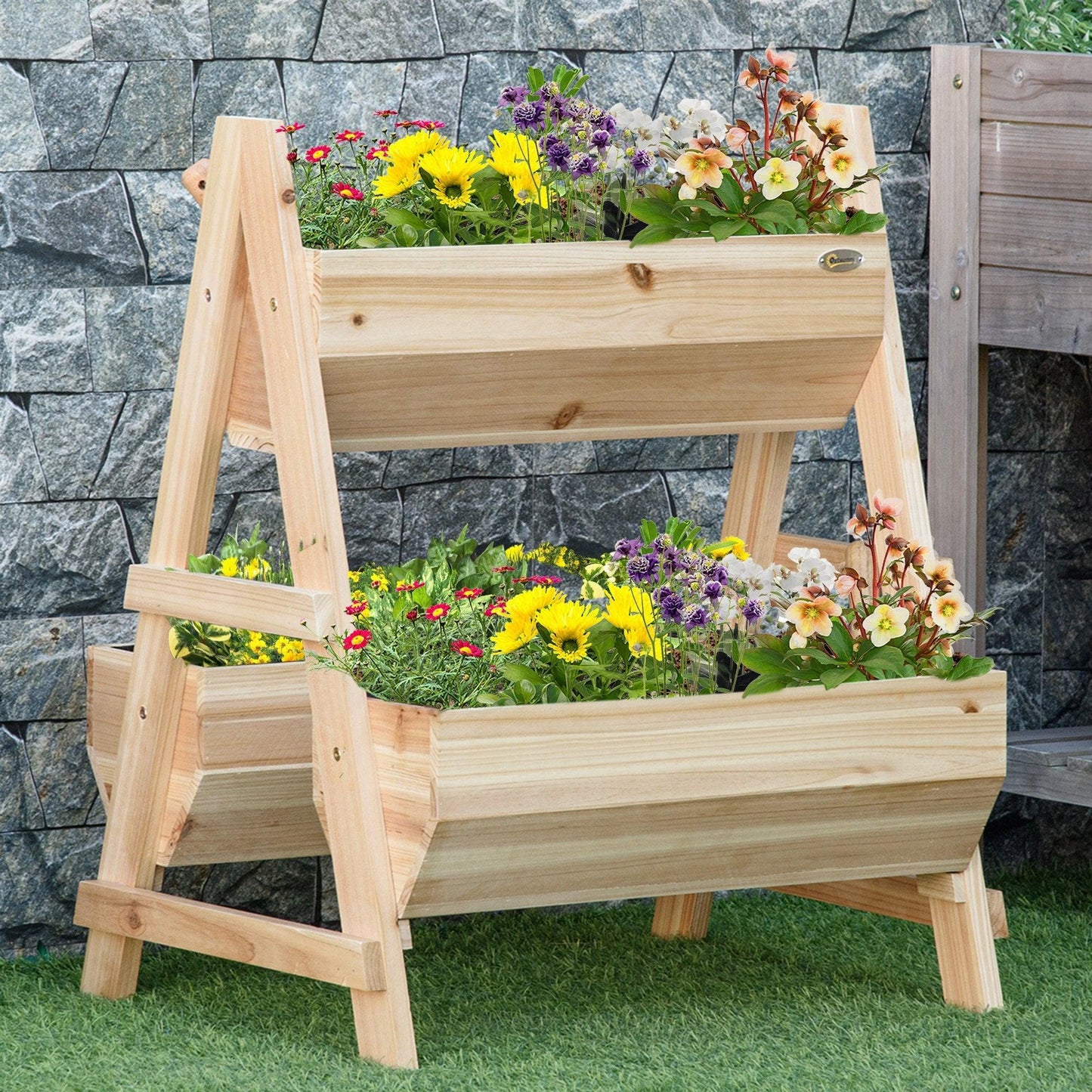 Outsunny Raised Garden Bed with Stand - Natural - ALL4U RETAILER LTD