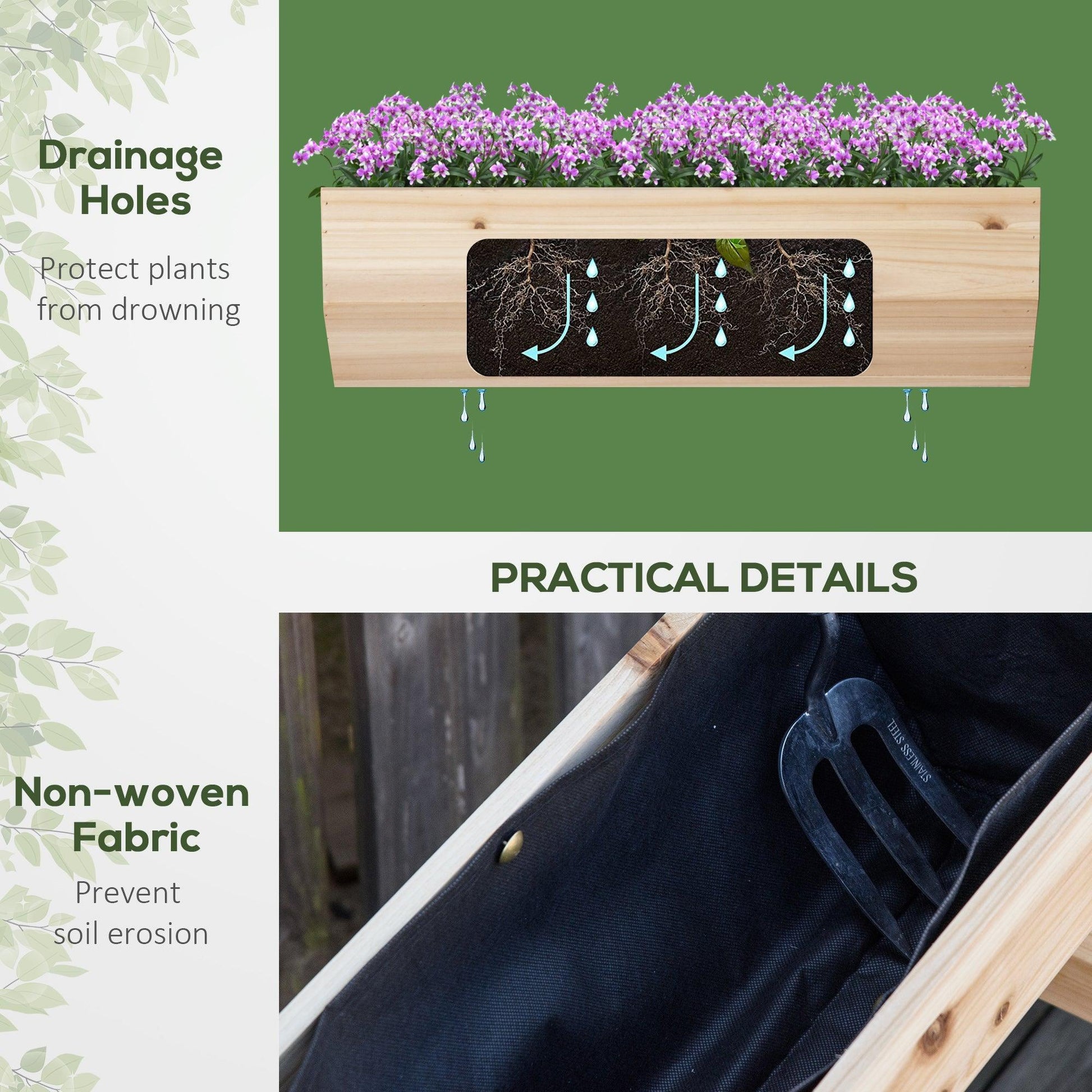 Outsunny Raised Garden Bed with Stand - Natural - ALL4U RETAILER LTD