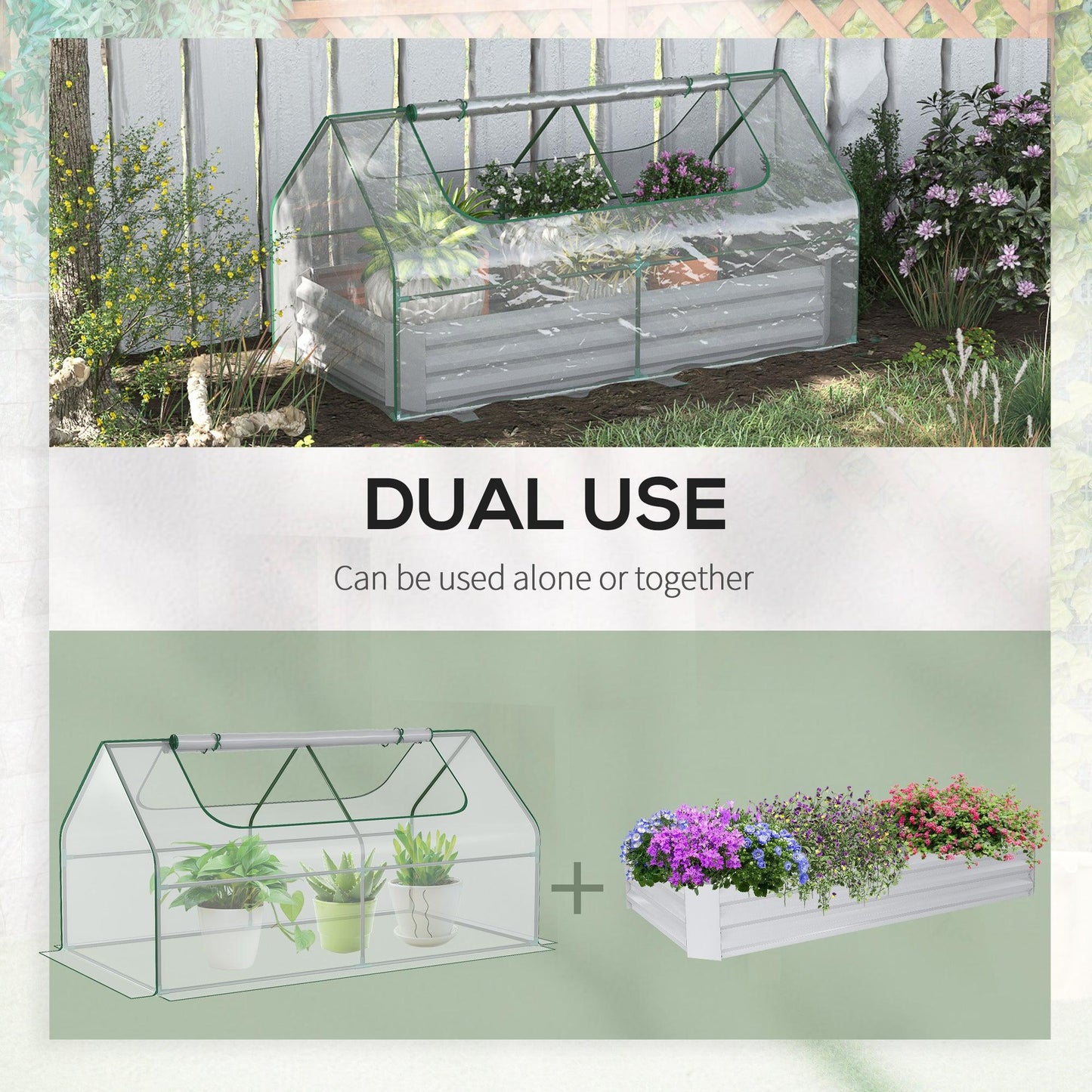 Outsunny Raised Planter Box with Greenhouse: Dual Use for Gardening - ALL4U RETAILER LTD