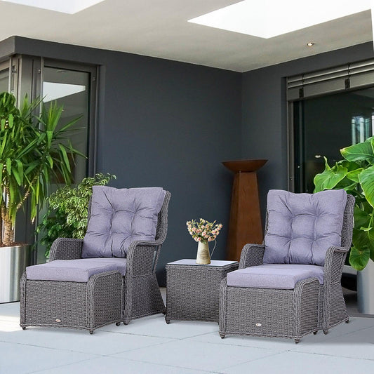 Outsunny Rattan 2 Seater Sofa Set - Grey - ALL4U RETAILER LTD