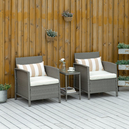 Outsunny Rattan Bistro Set for Stylish Outdoor Dining - ALL4U RETAILER LTD