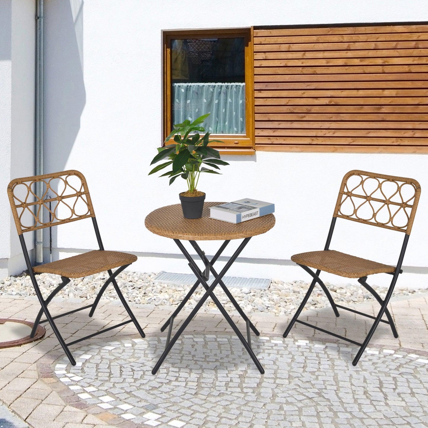 Outsunny Rattan Bistro Set: Simple & Elegant - ALL4U RETAILER LTD