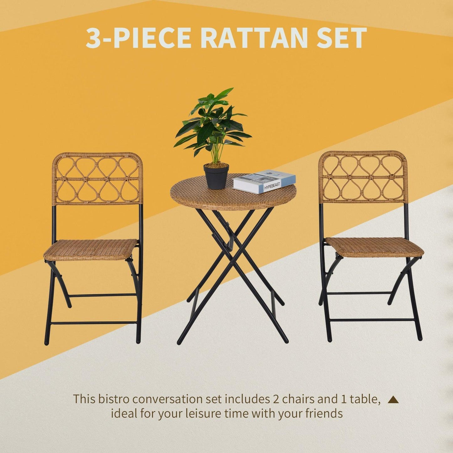 Outsunny Rattan Bistro Set: Simple & Elegant - ALL4U RETAILER LTD