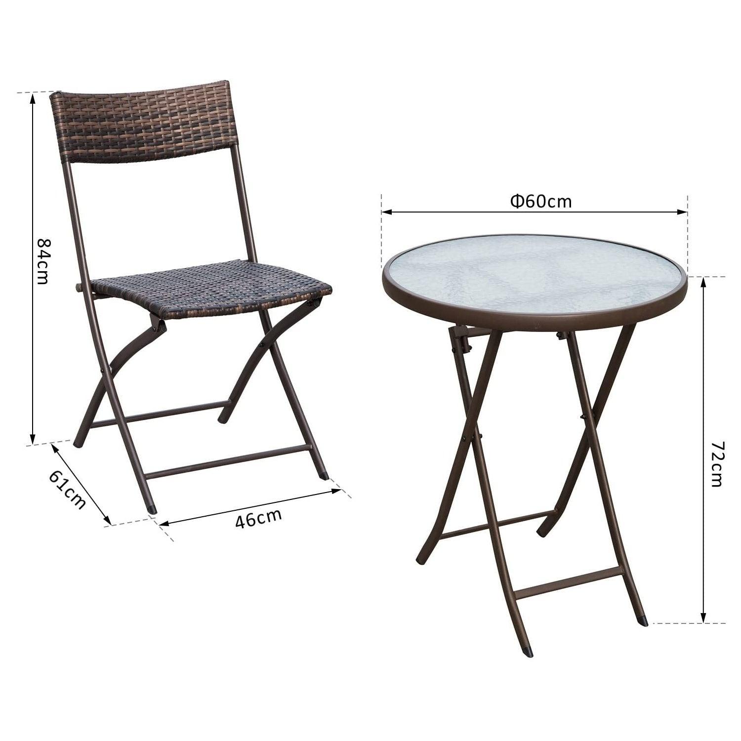 Outsunny Rattan Bistro Set with Folding Chairs & Coffee Table - ALL4U RETAILER LTD