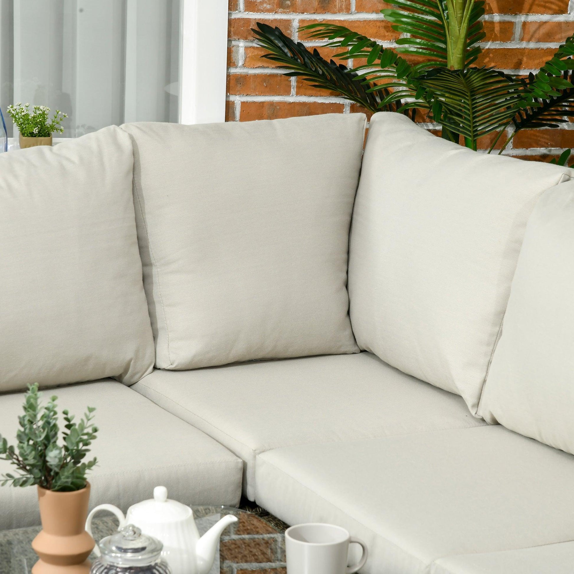 Outsunny Rattan Corner Sofa Set with Cushions - Outdoor Elegance - ALL4U RETAILER LTD