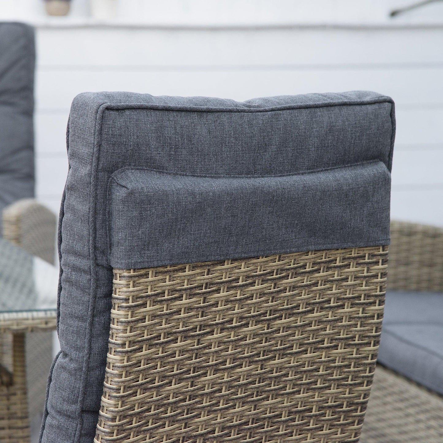 Outsunny Rattan Dining Set with Storage - Grey - ALL4U RETAILER LTD