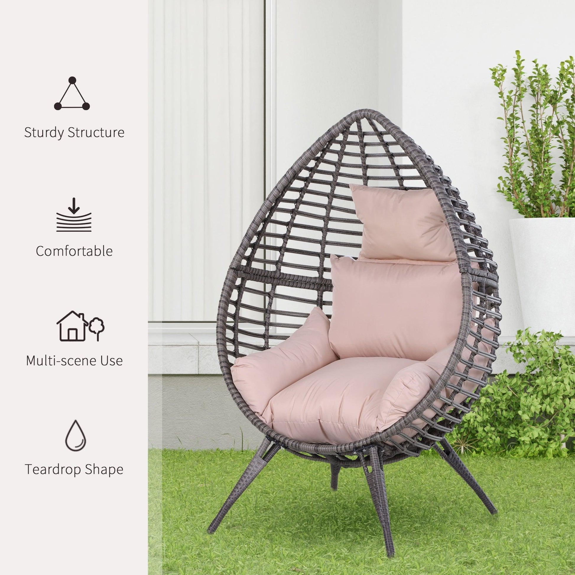 Outsunny Rattan Egg Chair: Stylish Teardrop Design - ALL4U RETAILER LTD