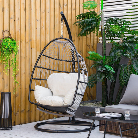 Outsunny Rattan Egg Chair with Stand – Indoor/Outdoor - ALL4U RETAILER LTD
