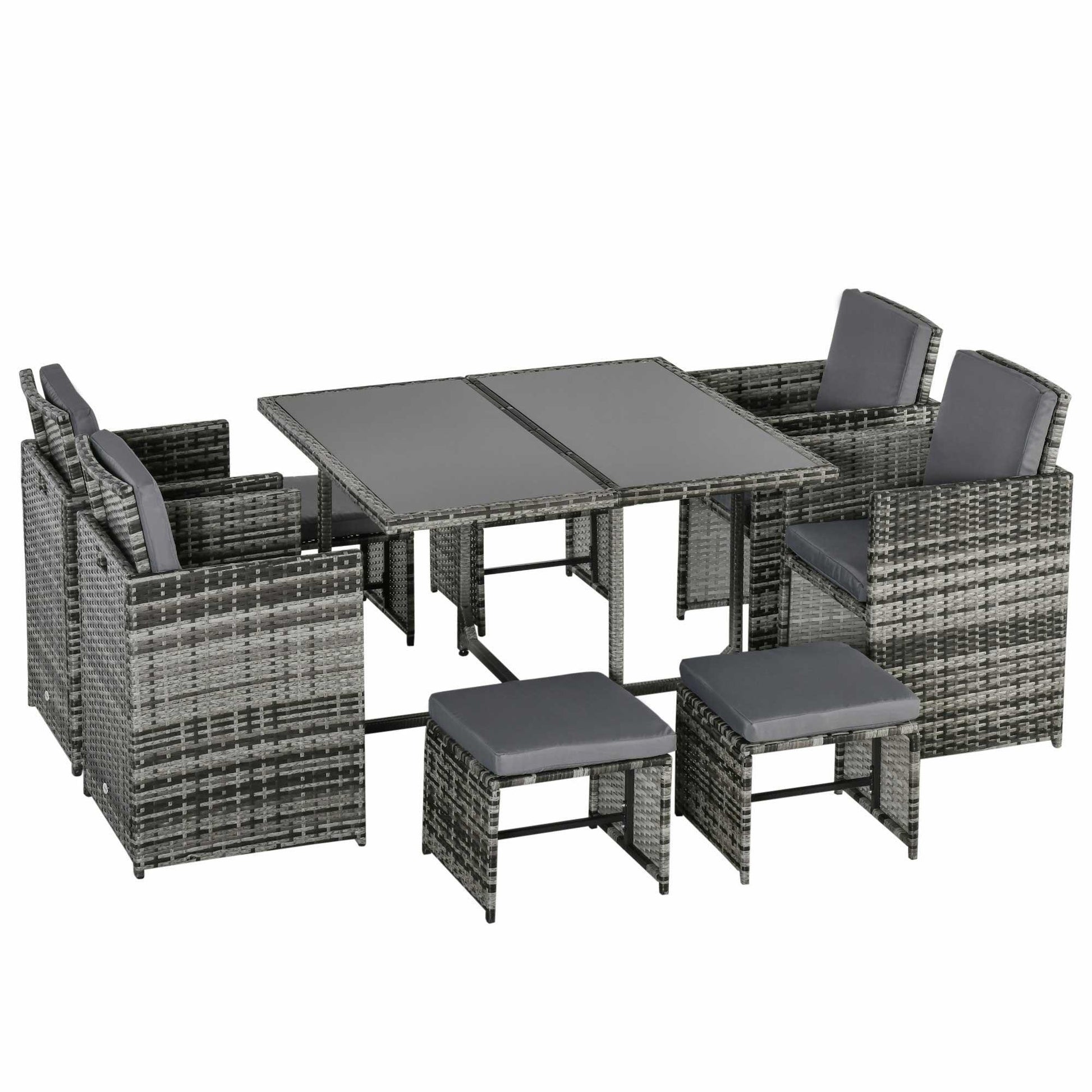 Outsunny Rattan Garden Dining Set - 8 Seater - ALL4U RETAILER LTD