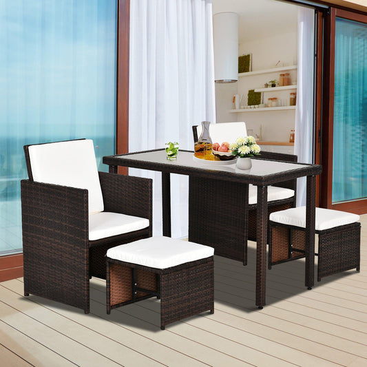 Outsunny Rattan Garden Furniture Set, Brown - ALL4U RETAILER LTD