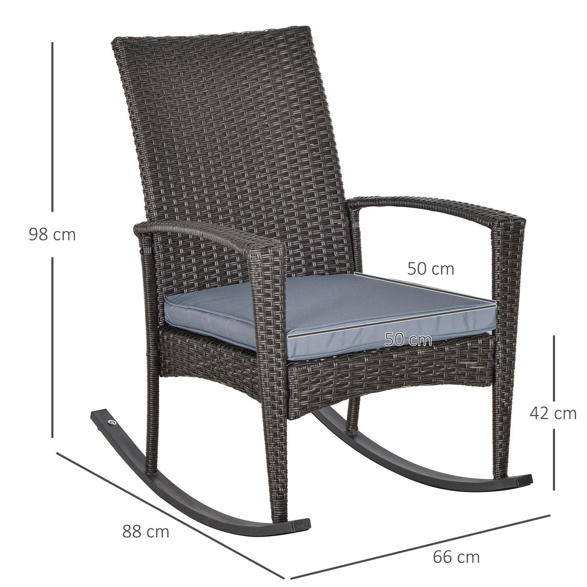 Outsunny Rattan Garden Rocking Chair w/ Cushion - ALL4U RETAILER LTD