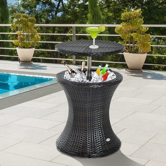 Outsunny Rattan Ice Bucket Table: Patio Party Cooler - ALL4U RETAILER LTD
