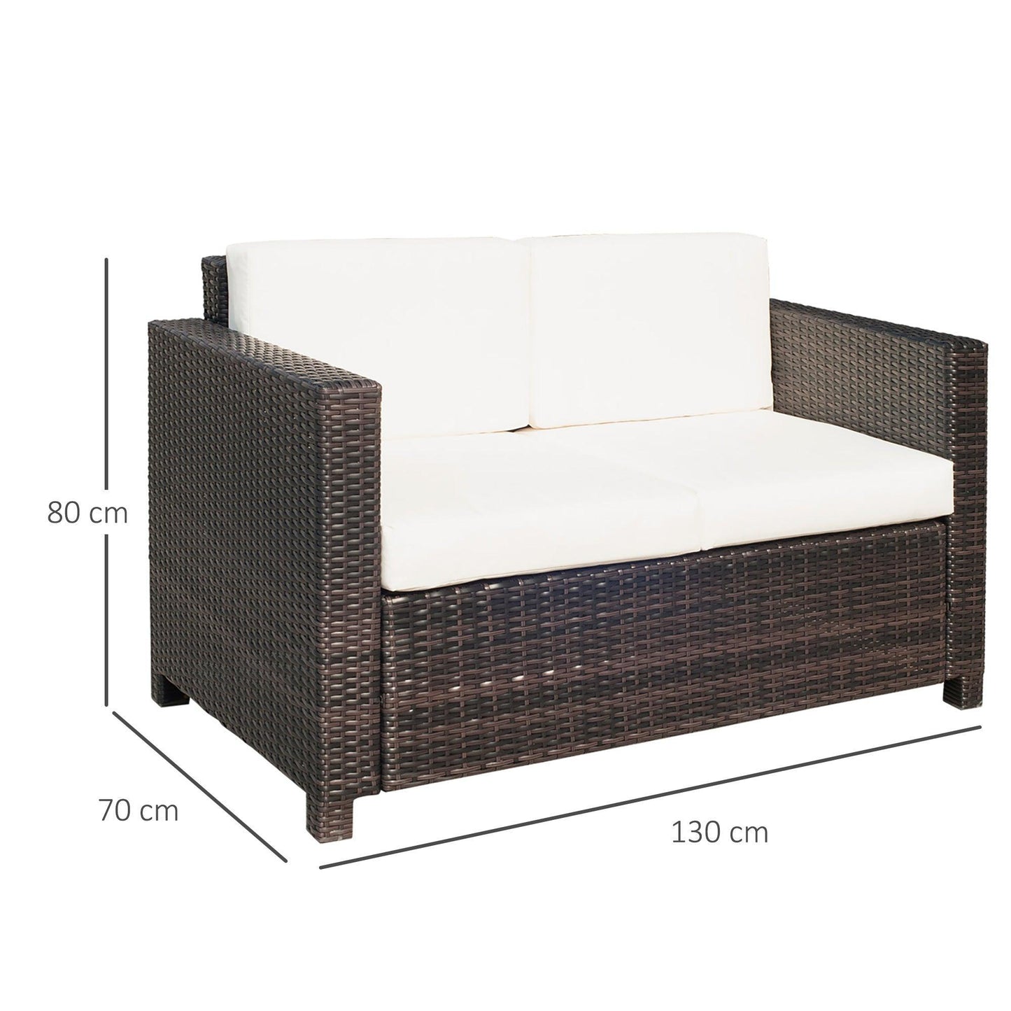 Outsunny Rattan Loveseat: 2-Seater Wicker Sofa - ALL4U RETAILER LTD