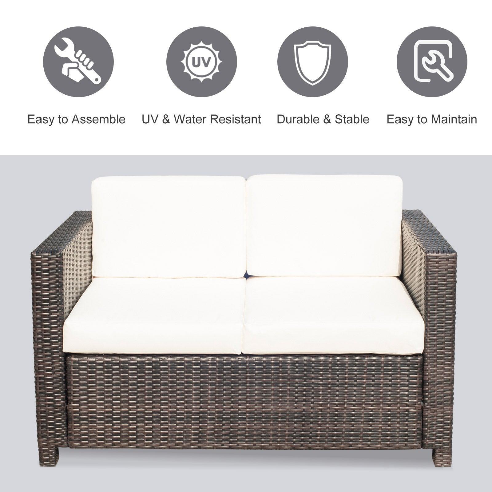 Outsunny Rattan Loveseat: 2-Seater Wicker Sofa - ALL4U RETAILER LTD