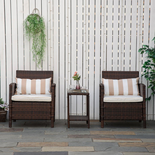 Outsunny Rattan Outdoor Sofa Set - Brown - ALL4U RETAILER LTD