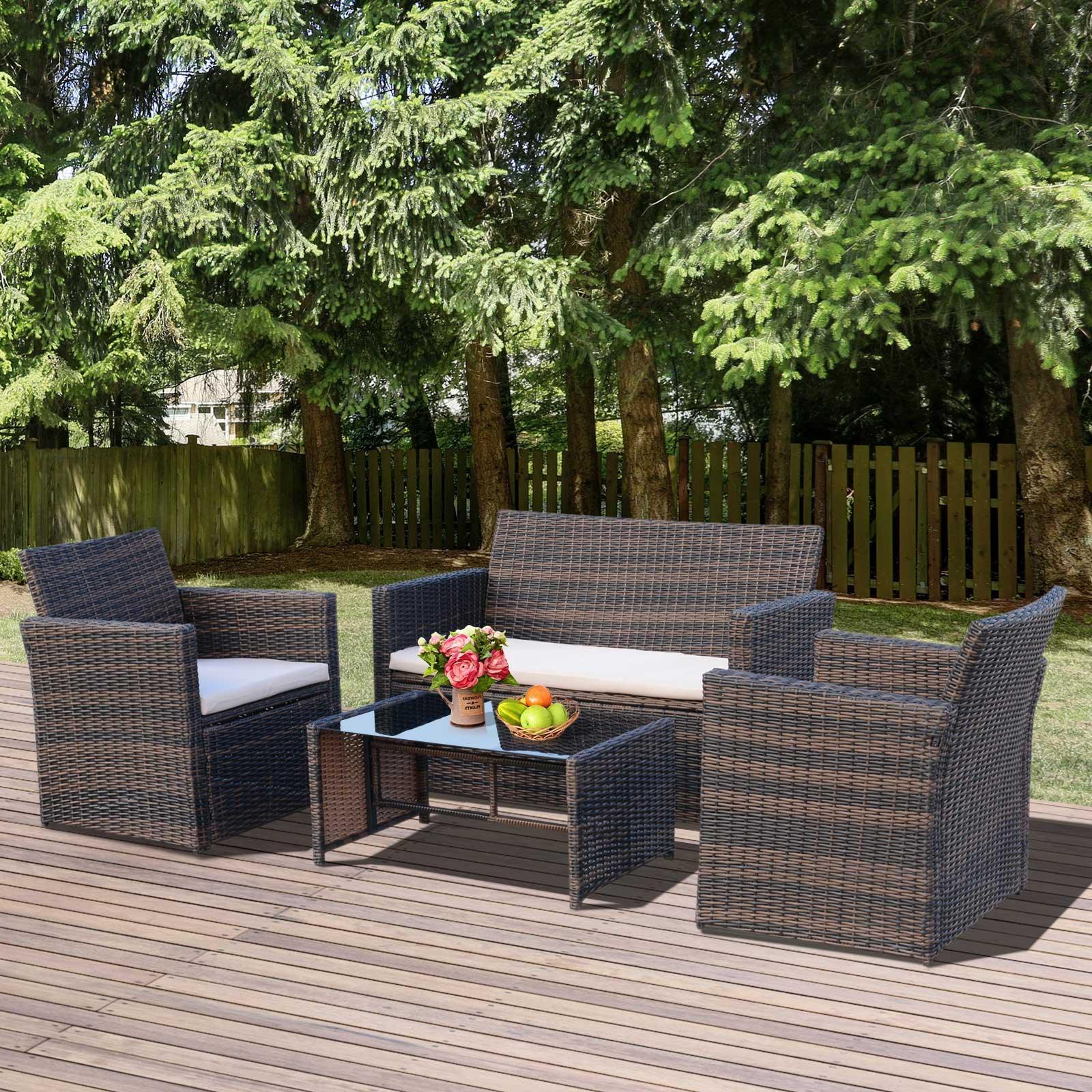 Outsunny Rattan Patio Set - 4-Seater Brown - ALL4U RETAILER LTD