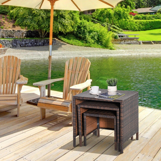 Outsunny Rattan Patio Table Set - 3PCS - ALL4U RETAILER LTD