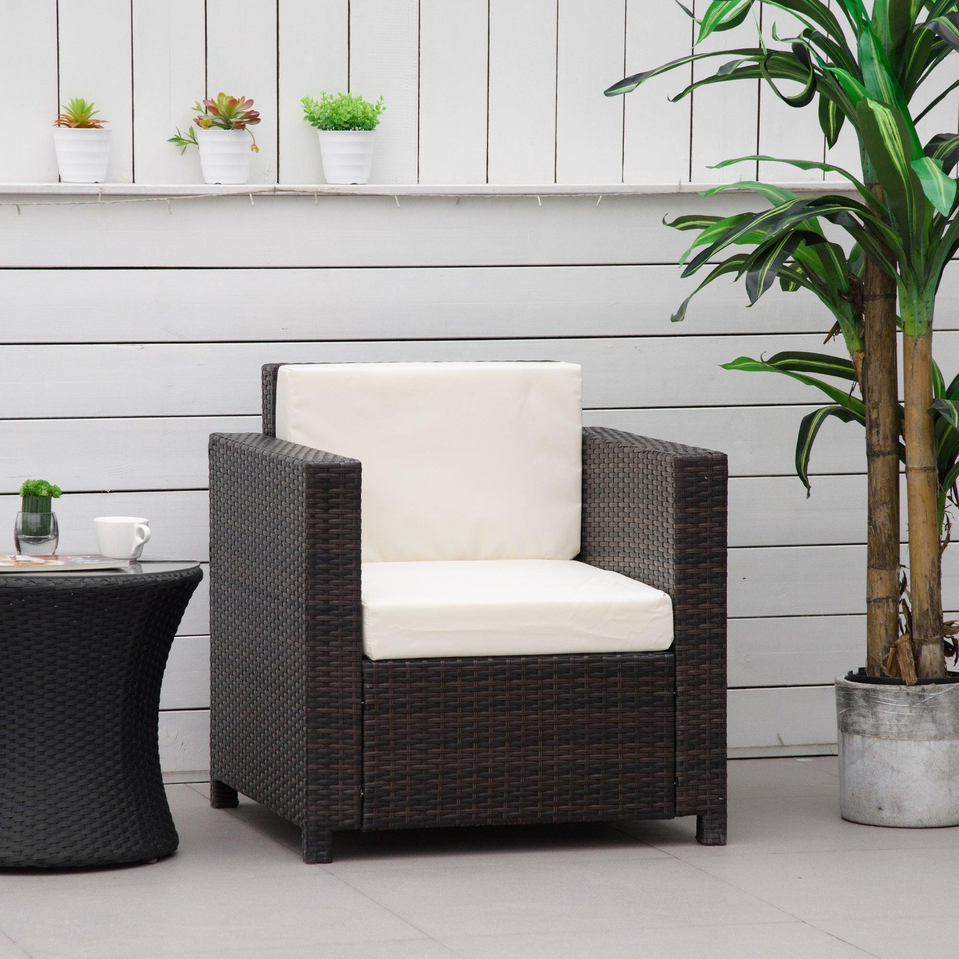 Outsunny Rattan Single Sofa Armchair in Brown - ALL4U RETAILER LTD