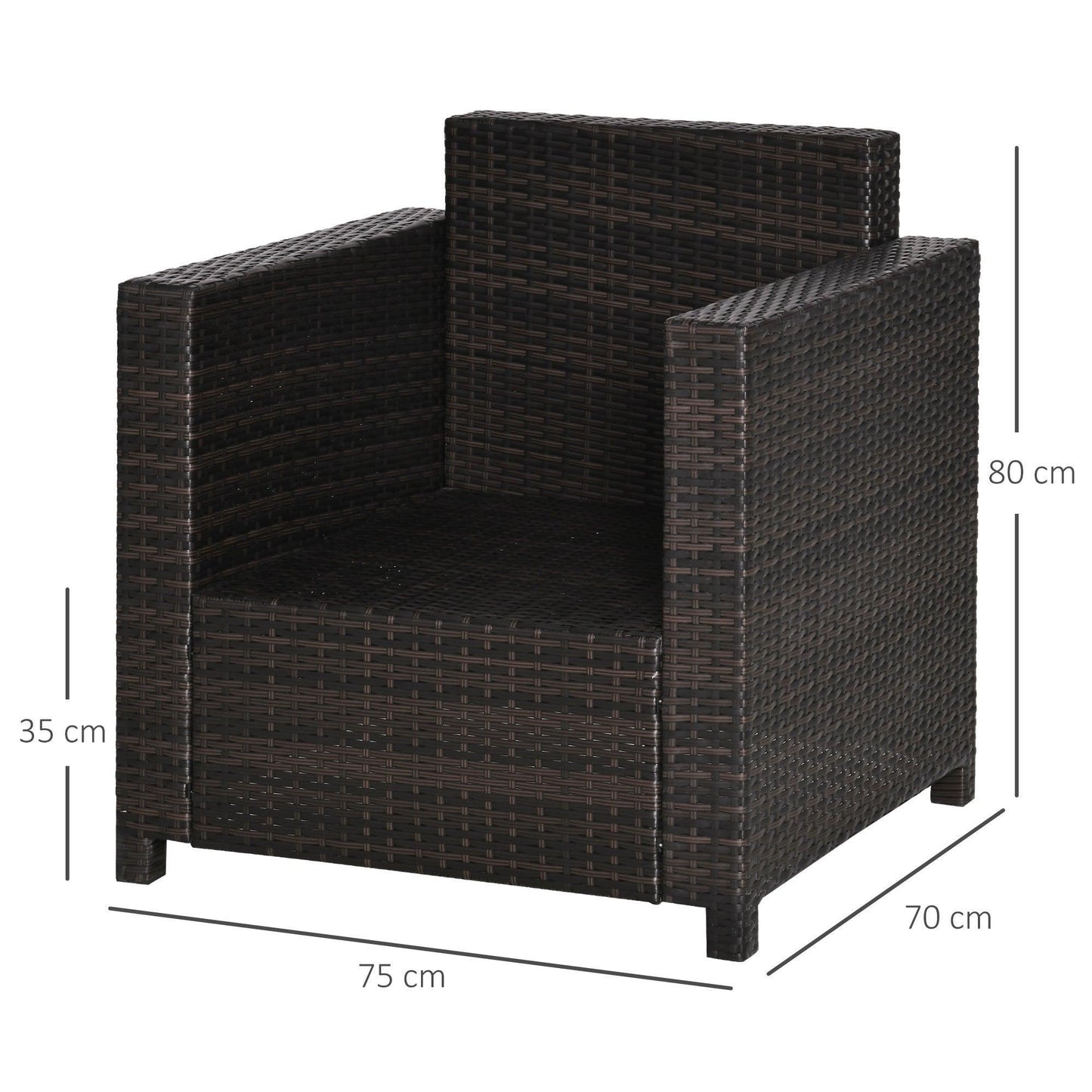 Outsunny Rattan Single Sofa Armchair in Brown - ALL4U RETAILER LTD