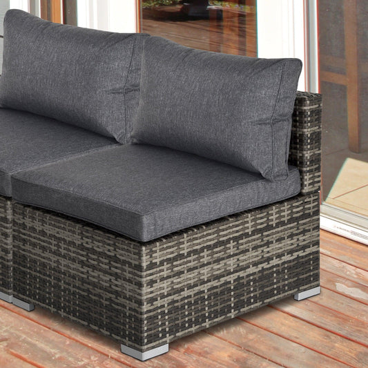 Outsunny Rattan Sofa with Cushions - Deep Grey - ALL4U RETAILER LTD
