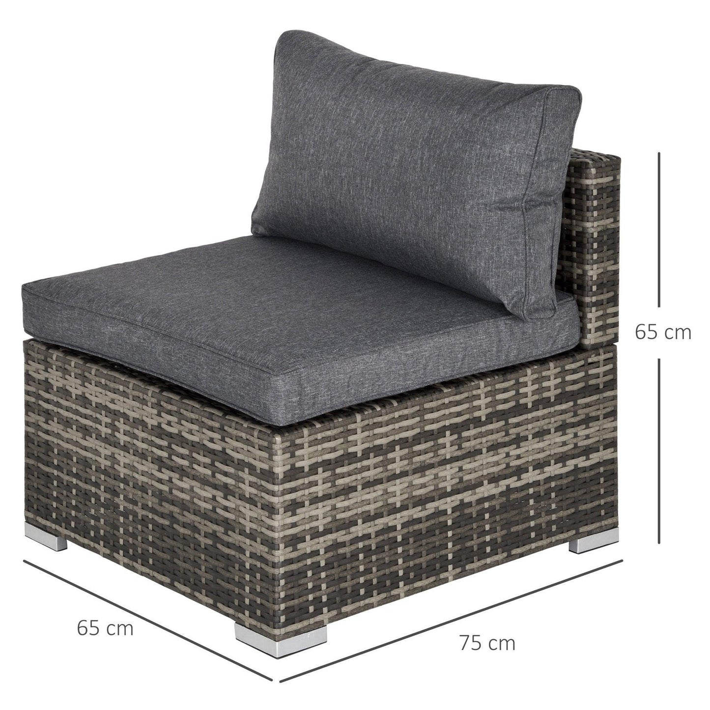 Outsunny Rattan Sofa with Cushions - Deep Grey - ALL4U RETAILER LTD