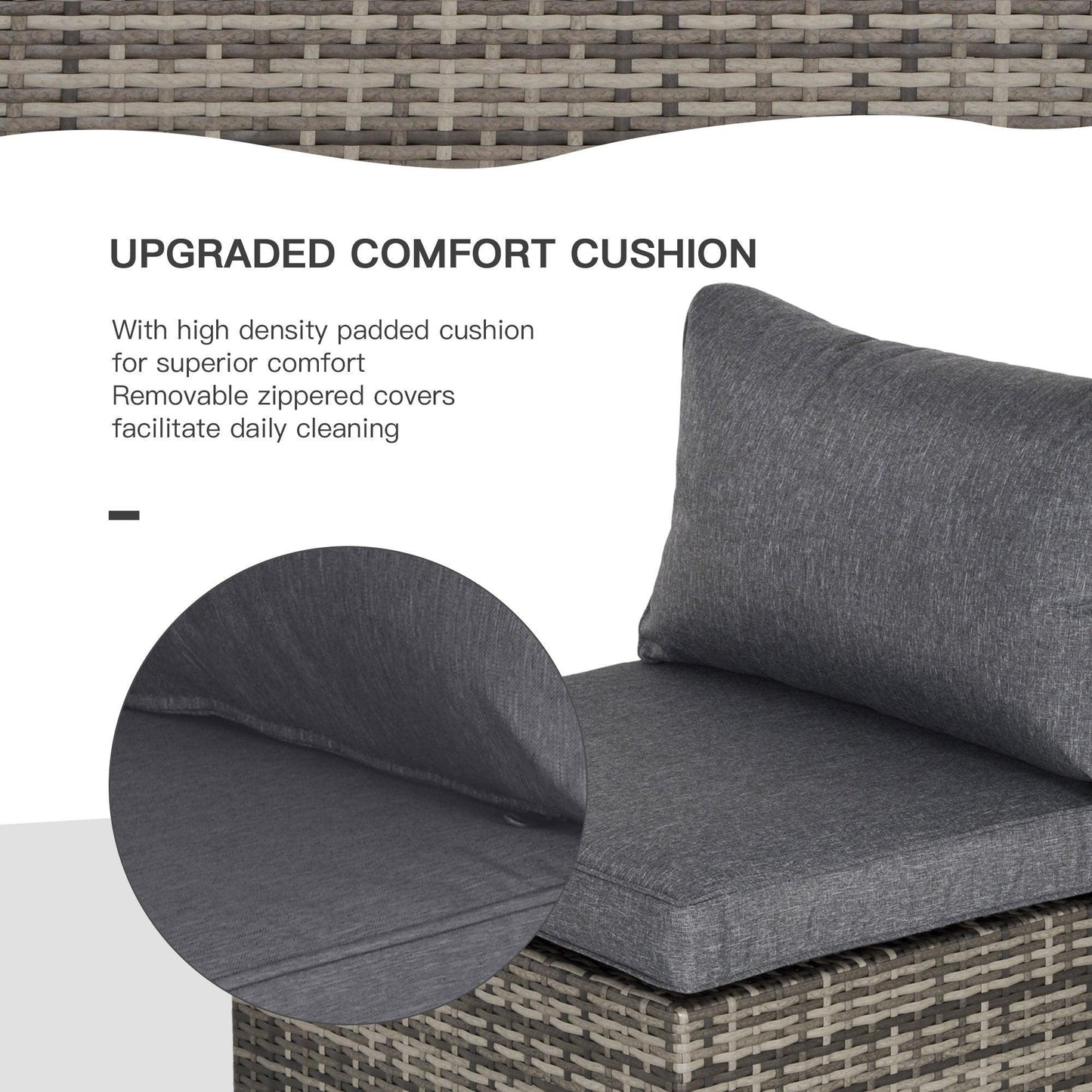 Outsunny Rattan Sofa with Cushions - Deep Grey - ALL4U RETAILER LTD