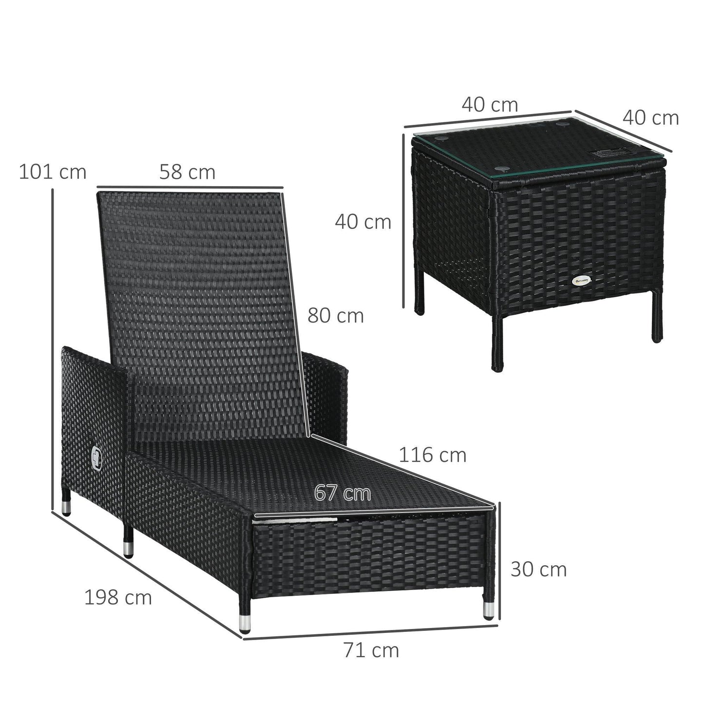 Outsunny Rattan Sun Lounger Set - Comfy & Stylish - ALL4U RETAILER LTD