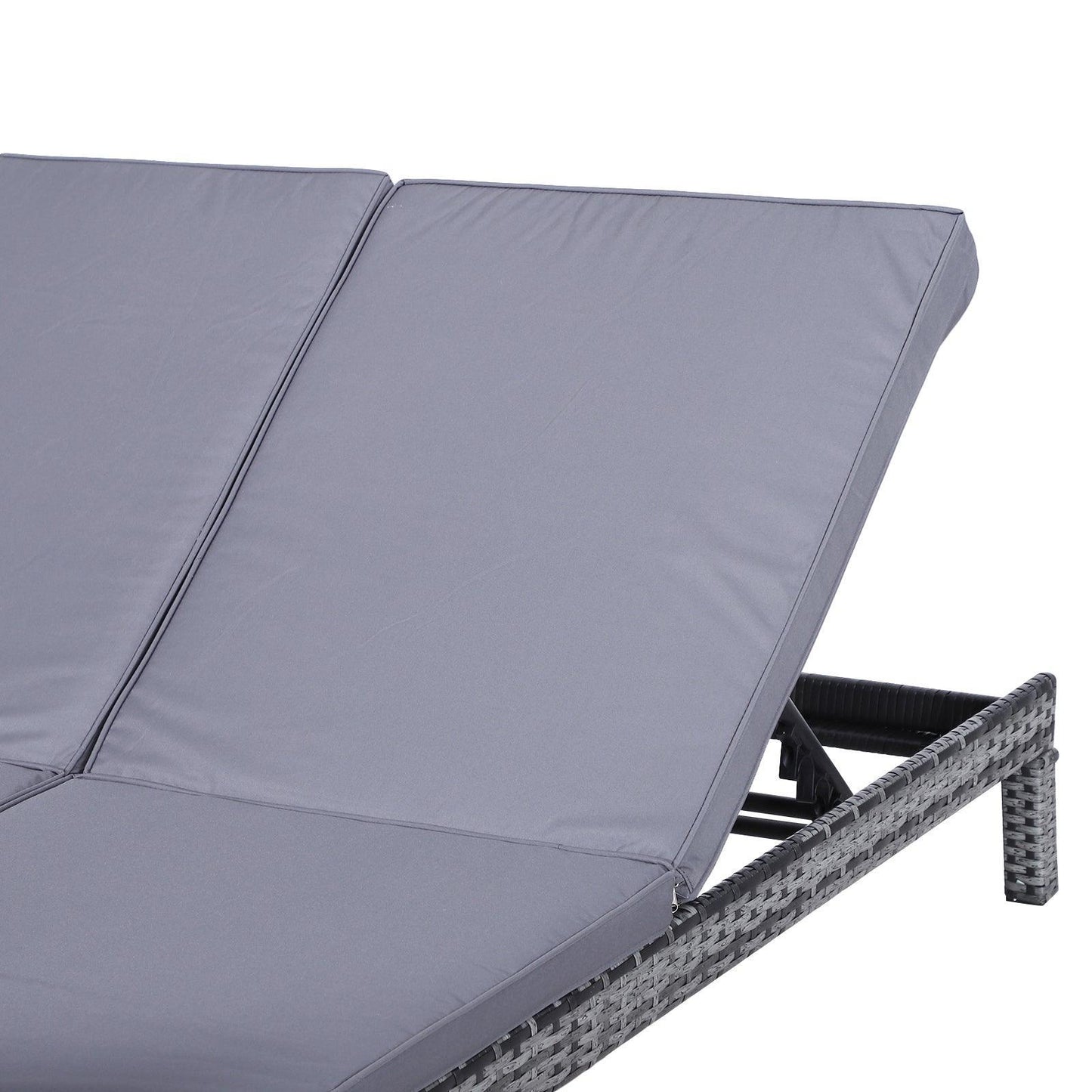 Outsunny Rattan Sun Lounger Set - Grey - ALL4U RETAILER LTD