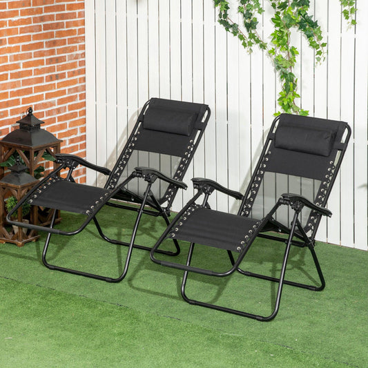 Outsunny Recliner Chairs: Foldable Zero Gravity Set with Headrest - ALL4U RETAILER LTD