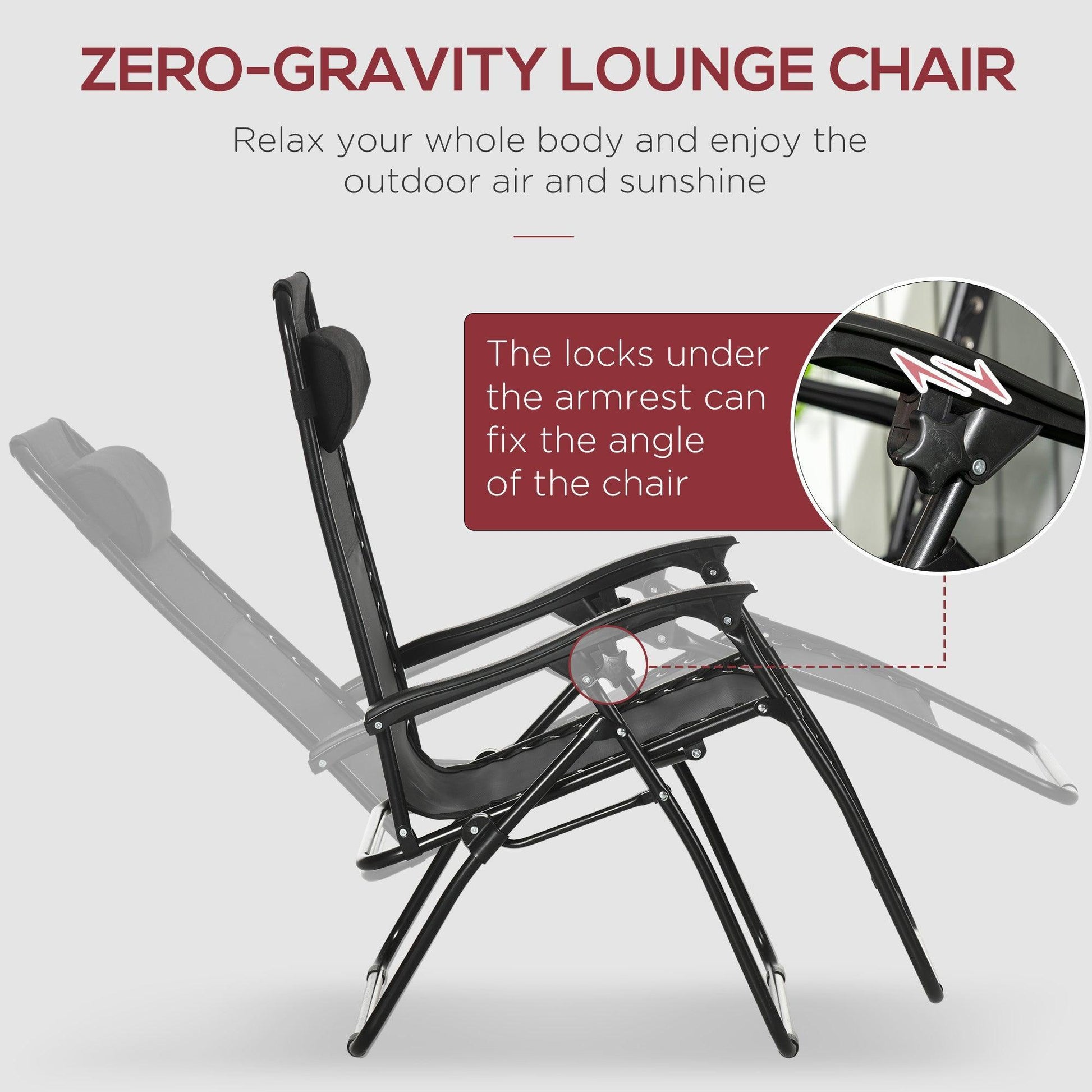 Outsunny Recliner Chairs: Foldable Zero Gravity Set with Headrest - ALL4U RETAILER LTD