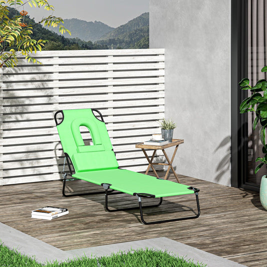 Outsunny Reclining Sun Lounger Chair - Adjustable & Foldable - ALL4U RETAILER LTD