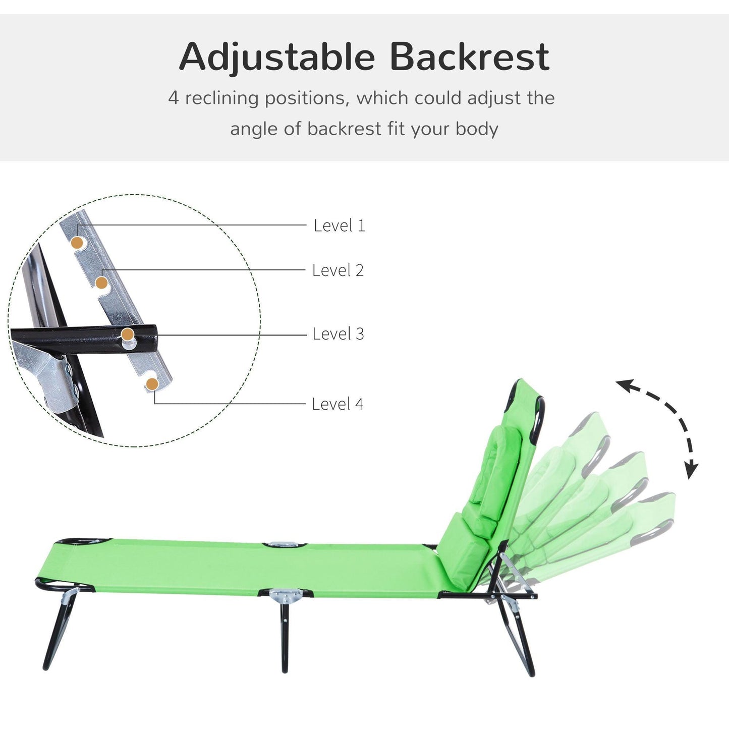 Outsunny Reclining Sun Lounger Chair - Adjustable & Foldable - ALL4U RETAILER LTD