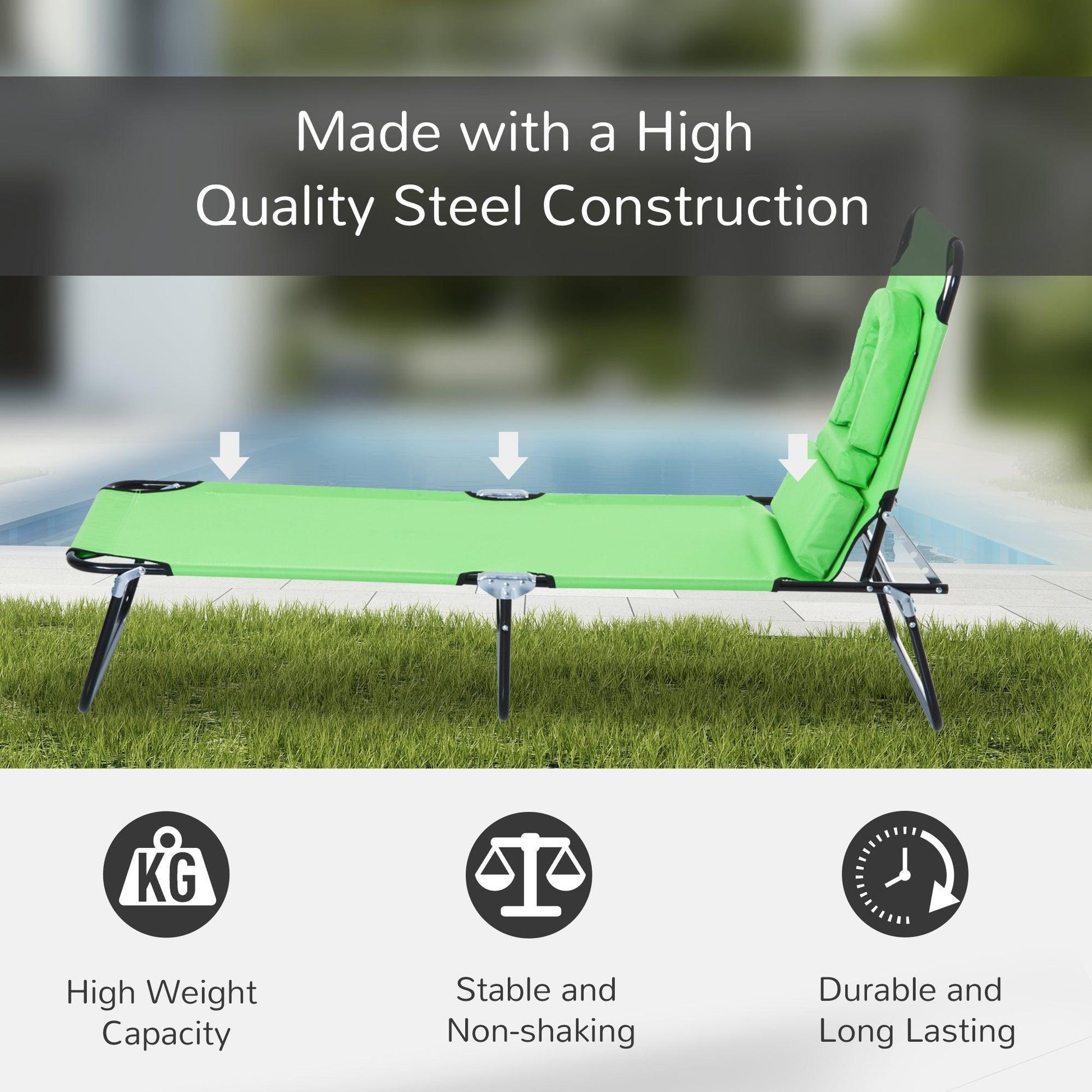 Outsunny Reclining Sun Lounger Chair - Adjustable & Foldable - ALL4U RETAILER LTD