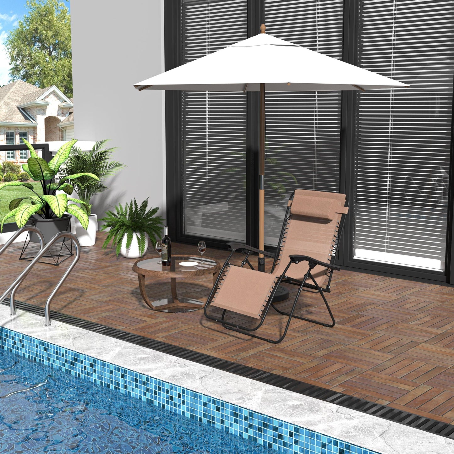 Outsunny Reclining Sun Lounger for Outdoors - ALL4U RETAILER LTD