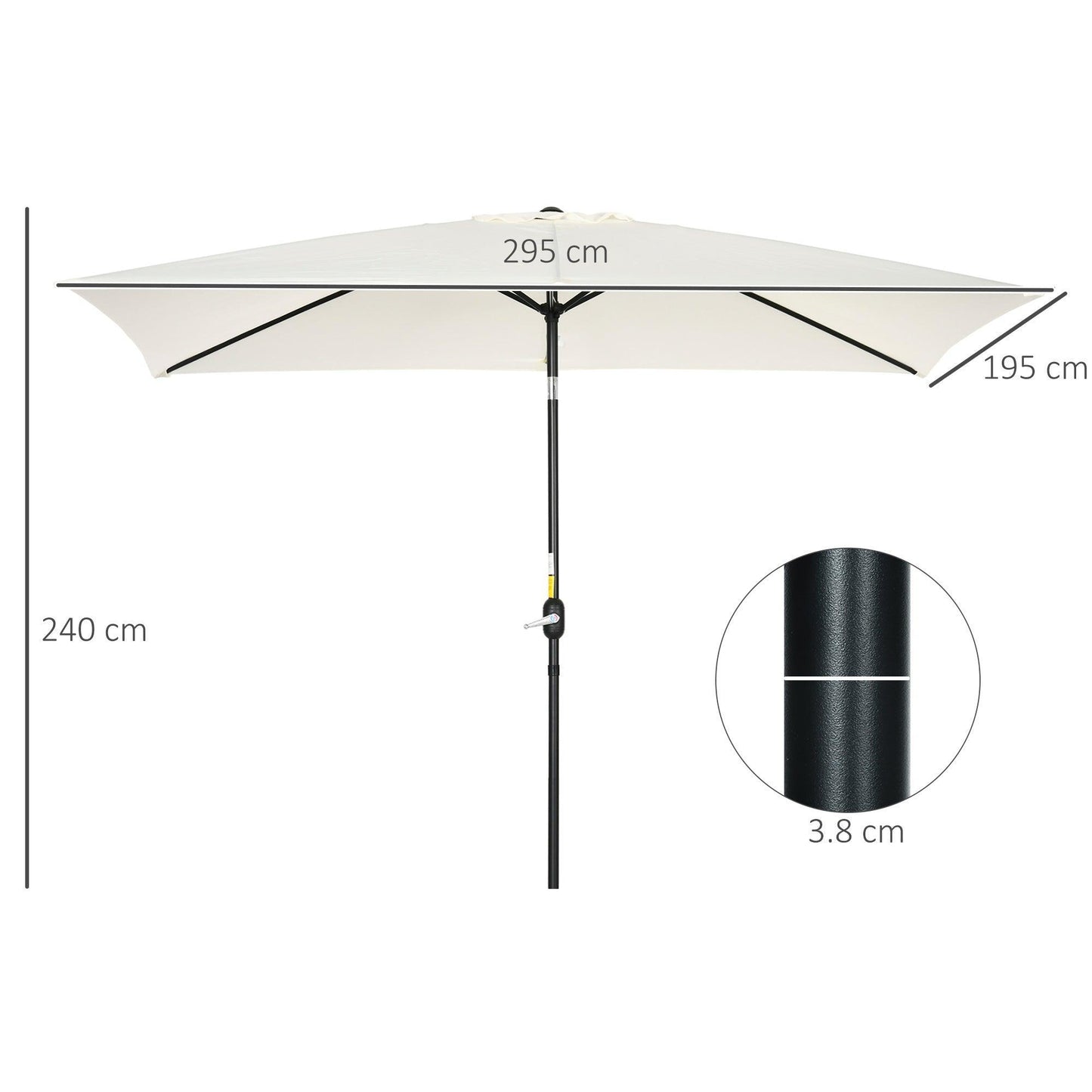 Outsunny Rectangular Garden Umbrella - Cream White - ALL4U RETAILER LTD