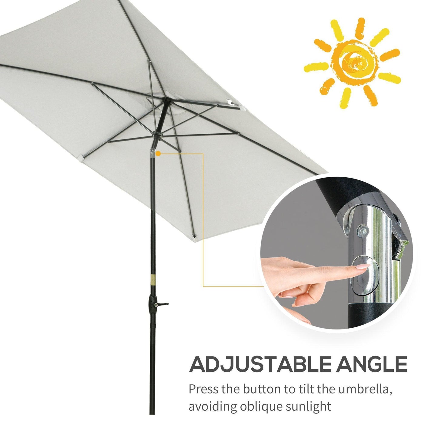 Outsunny Rectangular Market Patio Umbrella - Cream White - ALL4U RETAILER LTD