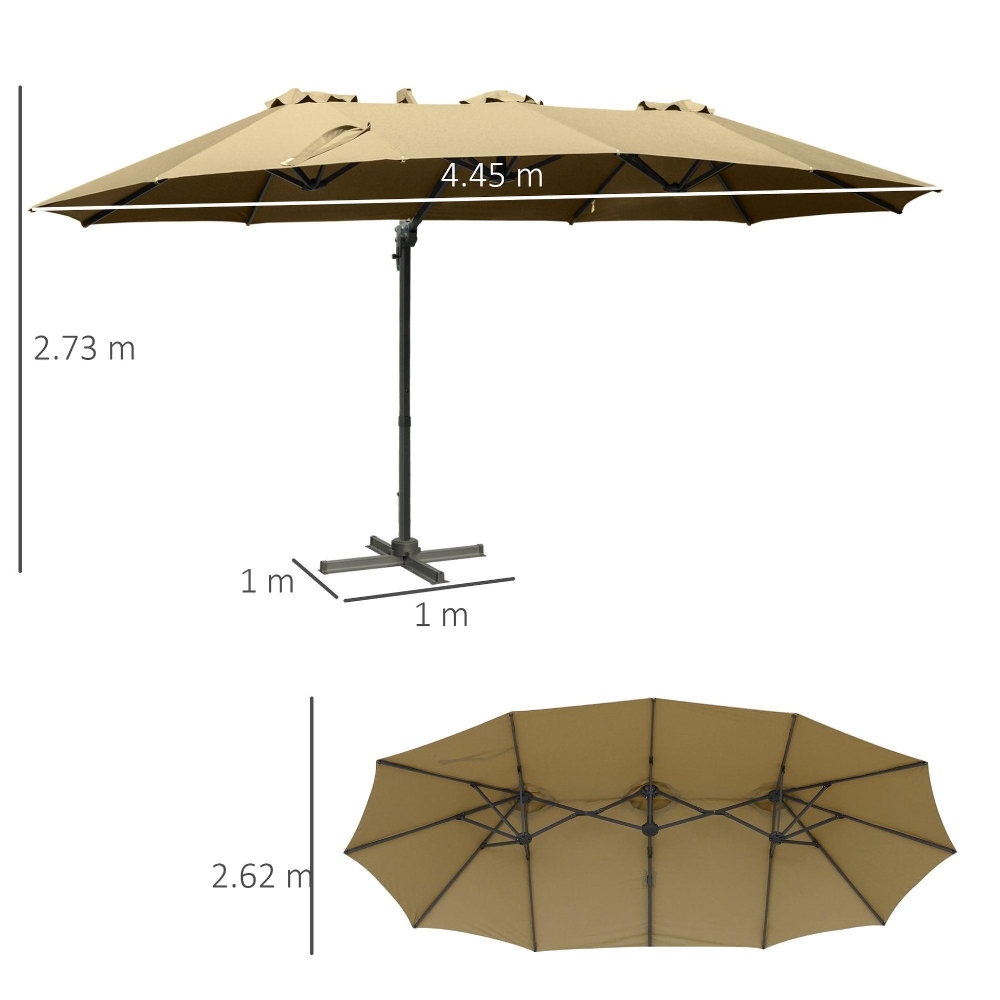 Outsunny Rectangular Patio Parasol - Double-Sided, Khaki - ALL4U RETAILER LTD