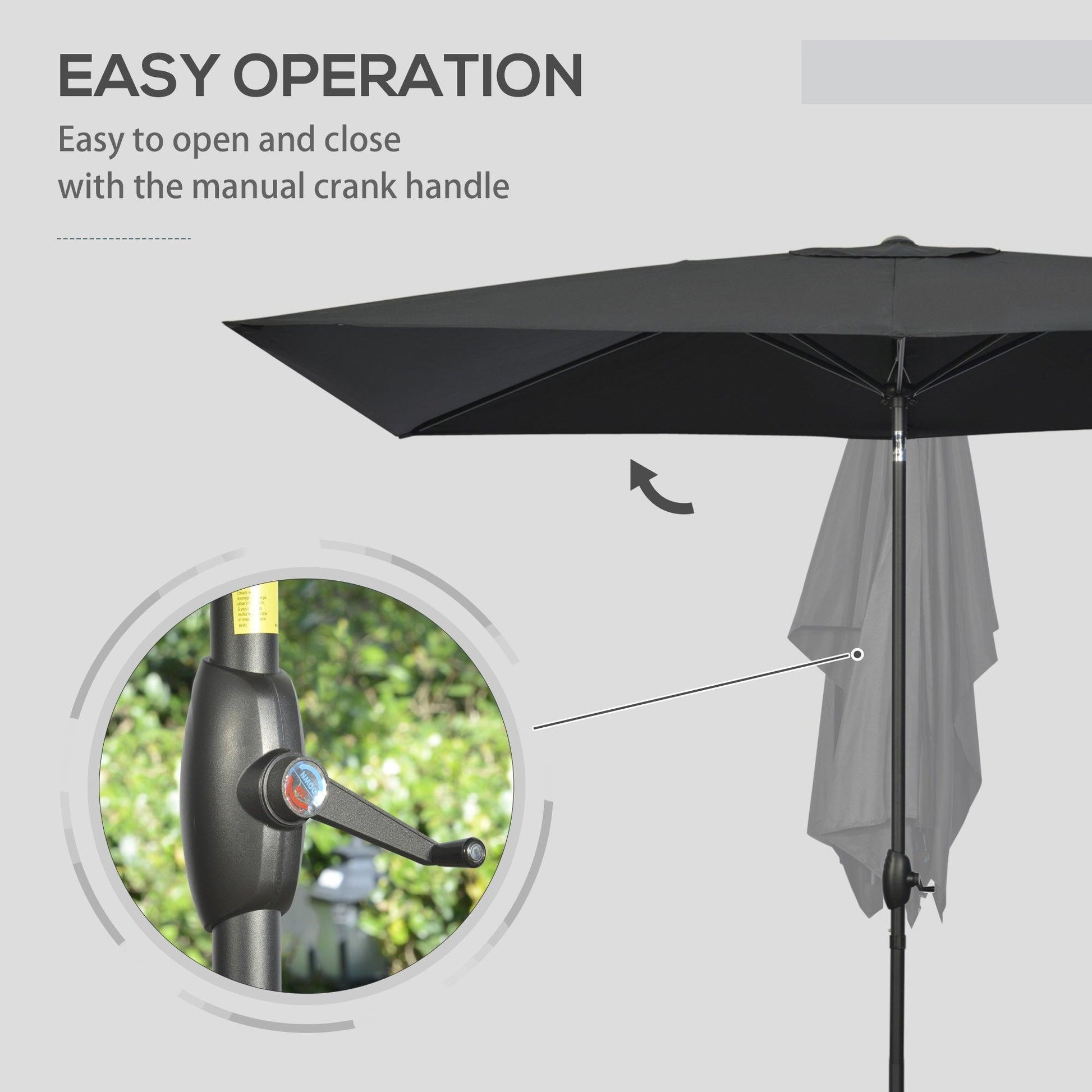 Outsunny Rectangular Patio Umbrella - 2 x 3m - ALL4U RETAILER LTD
