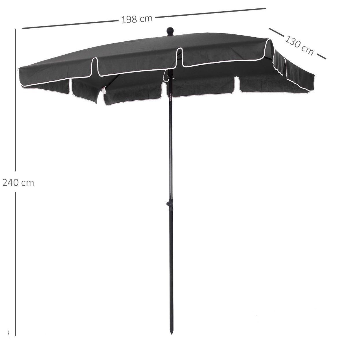 Outsunny Rectangular Patio Umbrella - 2M x 1.25M - ALL4U RETAILER LTD