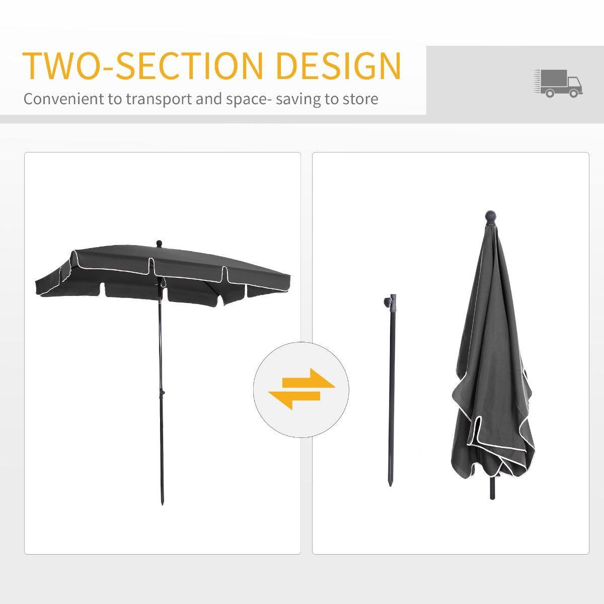 Outsunny Rectangular Patio Umbrella - 2M x 1.25M - ALL4U RETAILER LTD