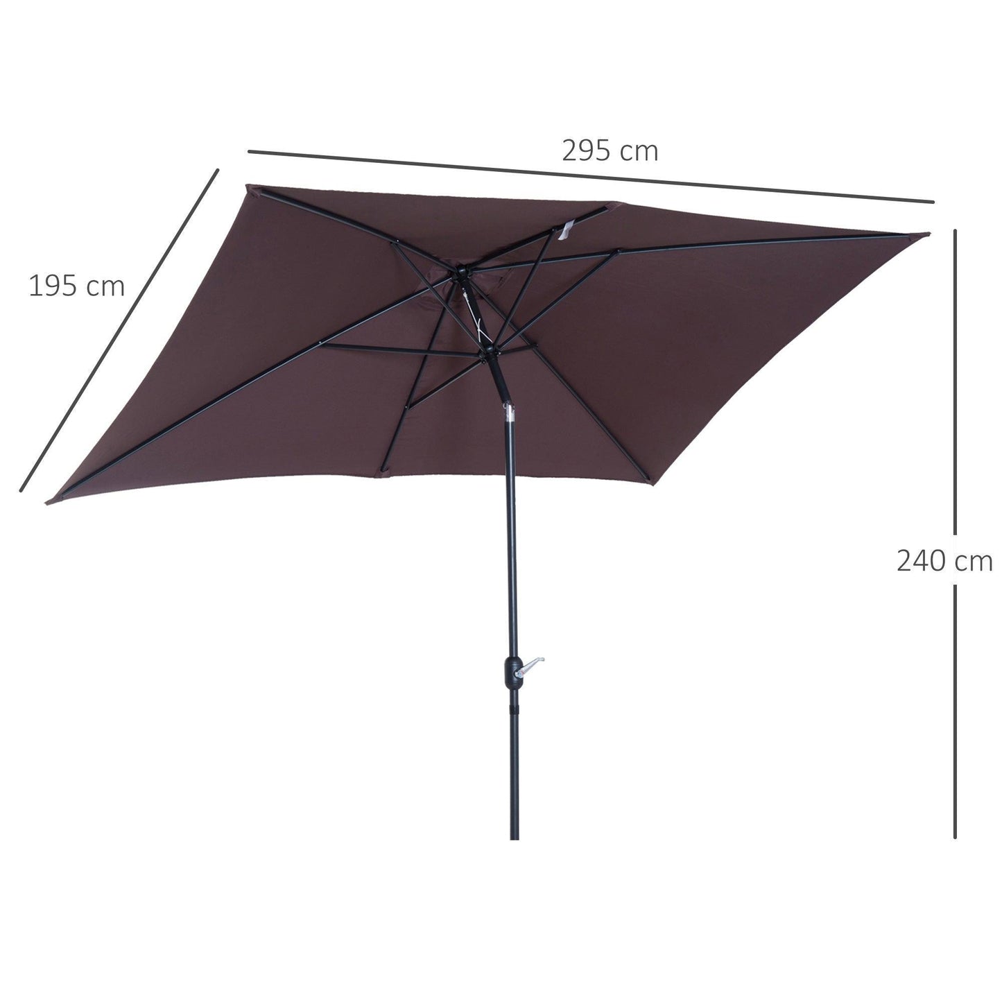 Outsunny Rectangular Patio Umbrella - Brown - ALL4U RETAILER LTD