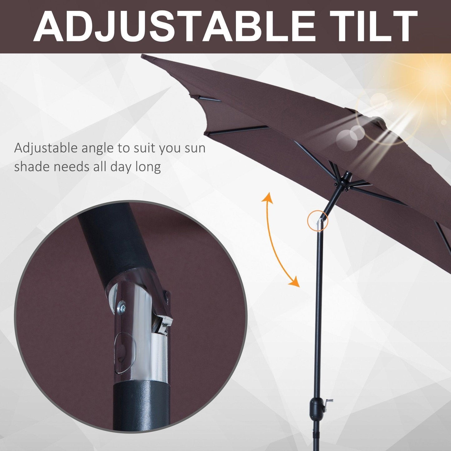 Outsunny Rectangular Patio Umbrella - Brown - ALL4U RETAILER LTD