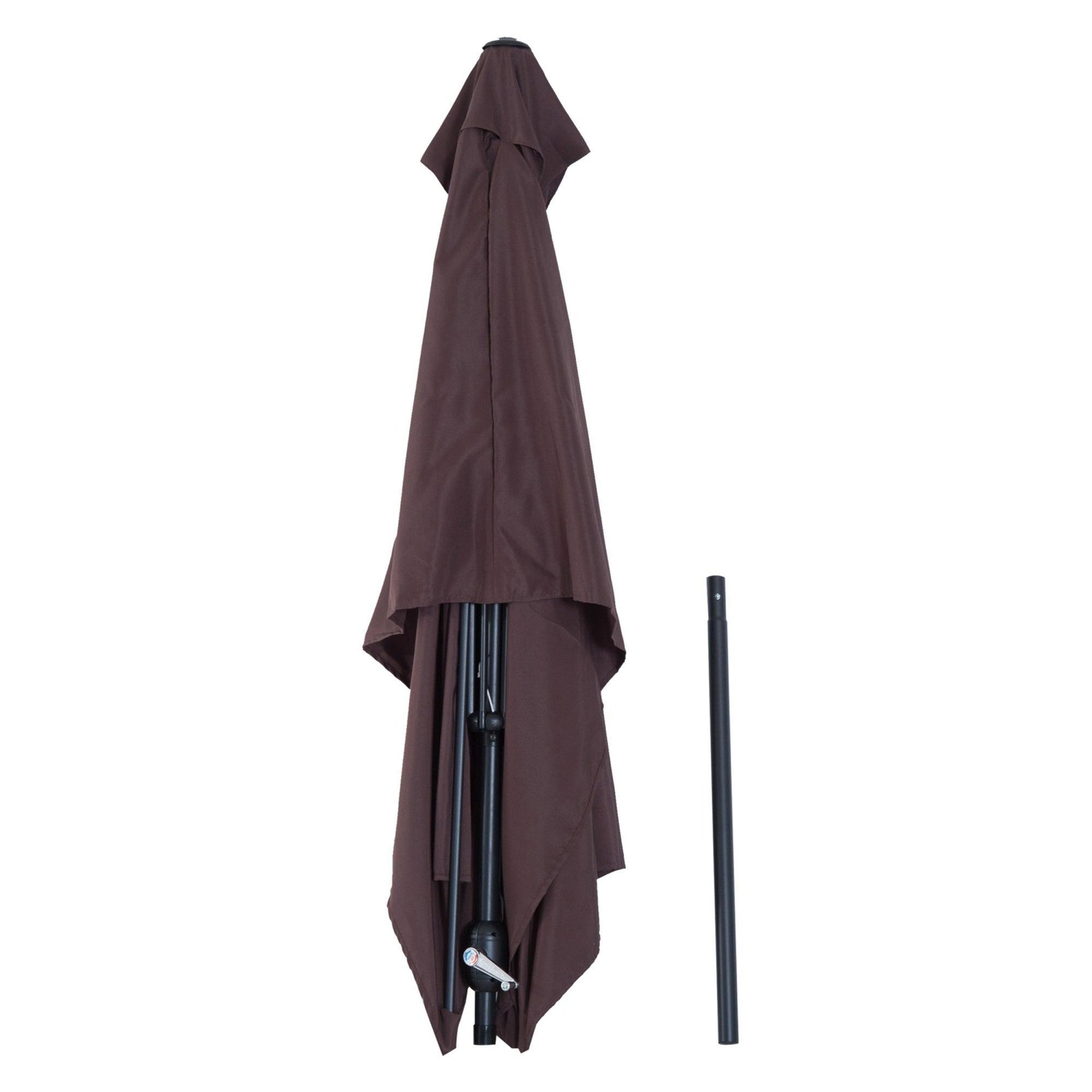 Outsunny Rectangular Patio Umbrella - Brown - ALL4U RETAILER LTD