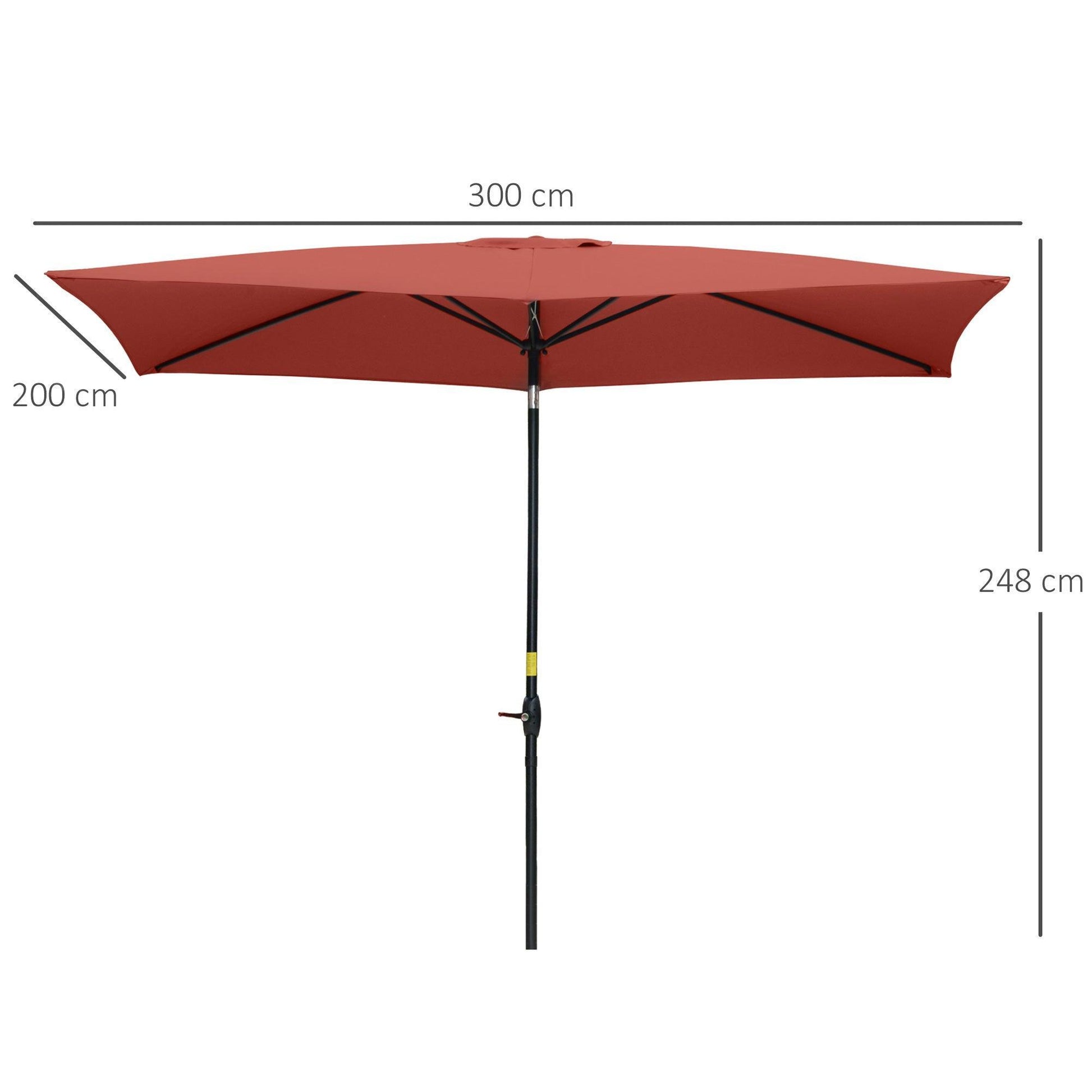 Outsunny Rectangular Wine Red Patio Umbrella - Premium Quality - ALL4U RETAILER LTD