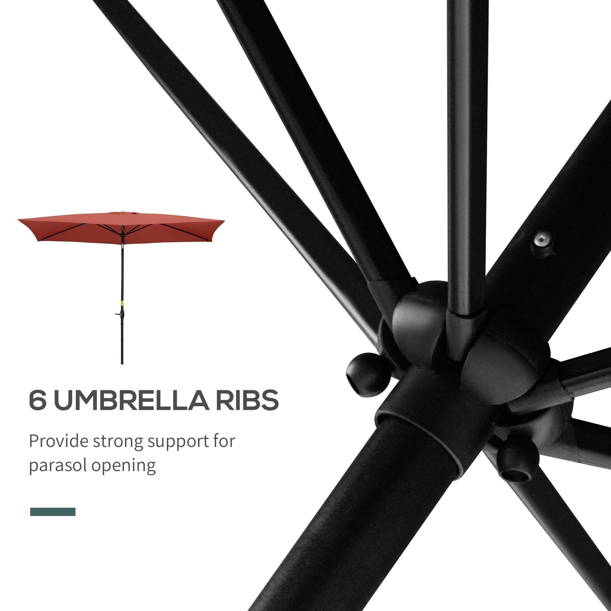 Outsunny Rectangular Wine Red Patio Umbrella - Premium Quality - ALL4U RETAILER LTD