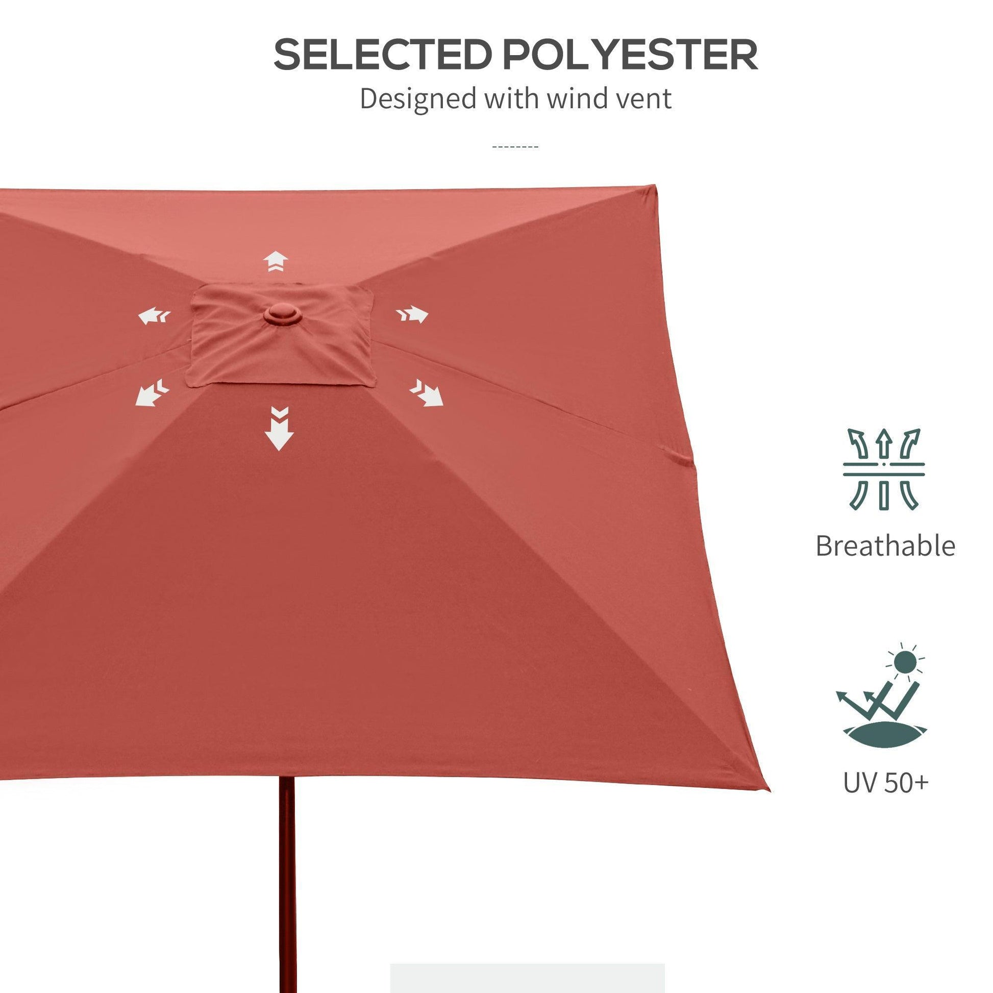 Outsunny Rectangular Wine Red Patio Umbrella - Premium Quality - ALL4U RETAILER LTD