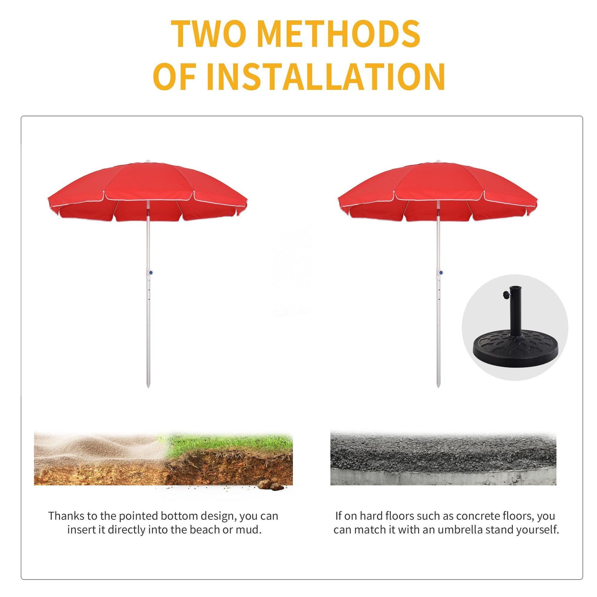 Outsunny Red Beach Umbrella - Aluminum Frame, Compact & Protective - ALL4U RETAILER LTD